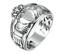 ANAZOZ Anello Uomo Personalizzato,Anelli in Acciaio Inossidabile Uomo Argento Claddagh Corona con Cuore Dimensione 62(19.7)