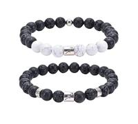 ANAZOZ Braccialetti Donna Uomo Elasticizzati 17CM a 21.5CM,Bracciali Uomo Perline 8MM con Sagittario Magnesite Braccialetto Donna Nero