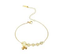 ANAZOZ Cavigliera Acciaio Inossidabile, Monete e Campane, Cavigliere Bracciali Donna 20 + 5 CM, Oro