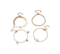 ANAZOZ Cavigliera Lega, Catena a 4 Strati con Guscio, Braccialetto Caviglia Donna da Spiaggia 20 + 6.5 CM, Oro