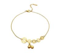 ANAZOZ Cavigliere Acciaio Inossidabile Donna, Monete e Campane, Cavigliera a Donna Spiaggia 20 + 5 CM, Oro