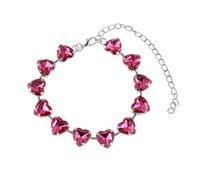 ANAZOZ Cavigliere Rame Donna, Cuore con Zirconia Cubica, Braccialetto Caviglia Donna da Spiaggia 21 + 10 CM, Rosso Rosa Argento