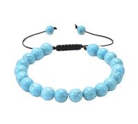 ANAZOZ Coppia Bracciale Regolabile con Pietre 18CM a 30CM,Bracciali Uomo Perline 8MM Turchese Braccialetto Donna Blu