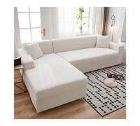 ANAZOZ Copridivano con Elastico 2 Posti,Fodera Divano Bianco Beige Copritutto Divano Poliestere Fodera in Pile Tinta Unita,2 Posti(145-185CM)