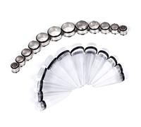 ANAZOZ Dilatatore Plug 10mm-20mm,Dilatatore Lobo Acciaio Chirurgico Dilatatore Orecchie 24 PCS Cono Tunnel Plugs Dilatatore da Donna Bianco