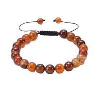 ANAZOZ Donna Uomo Bracciale Regolabile 18CM a 30CM,Bracciali Uomo Perline 8MM Agata Braccialetto Donna Rosso