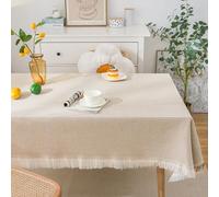 ANAZOZ Tovaglia Rettangolari Lavabile Tinta Unita con Nappa Tovaglia Lavabile 180 W x 300 L CM,Tovaglie Cotone Antimacchia Cachi