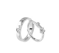 ANAZOZ Uomo Donna Anelli Argento Sterling 925 Personalizzabili, Montagne e Fiori, Anello Uomo Regolabile Argento