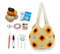 Anbaagsky Kit Uncinetto per principianti: Girasole Tote Bag Granny Square Crochet Tote Bag con tutorial video passo-passo