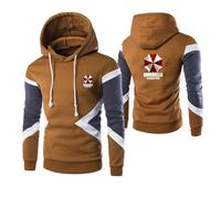 ANBCUOT Felpa Tascabile con Cappuccio Resid.ent evil, Felpa Magro in Contrasto Colore, Felpa da Pesca, per Autunno Inverno(Brown,3XL)