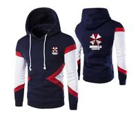 ANBCUOT Felpa Tascabile con Cappuccio Resid.ent evil, Felpa Magro in Contrasto Colore, Felpa da Pesca, per Autunno Inverno(Navy blue,XL)