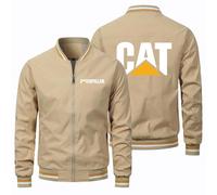 ANBCUOT Giacca Estiva Uomo Ca.ter-pillar, Jackets da Moto Colletto Alla Coreana, Cappotto Design Classico Unisex, per Autunno Primavera(Khaki,L)