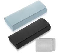 ANBEEISS Portaocchiali Magnetico 2 Pezzi Artigianale con Panno in Microfibra, Custodia per Occhiali da Lettura e da Vista, Portaocchiali da Auto, Azzurro e Nero