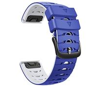 ANBEST Cinturino in Silicone Compatibile con Fenix 6/Fenix 5 Cinturino, Ricambio a Sgancio Rapido da 22mm Cinturino con Fibbia a Vite per Descent MK 2/Approach S60/S62/Quatix 5, Blu Scuro/Bianco