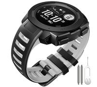 ANBEST Compatibile con Garmin Instinct Cinturino, Bracciale in Morbido Silicone di Ricambio per Garmin Instinct Esports/Solar/Tide/Tactical GPS Smart Watch, Nero/Grigio