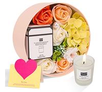 ANBET Fiori di Sapone Scatola Rotonda Regalo Donna Rosa Artificiale Candele Profumate da Bagno Regalo Festa della Mamma Compleanno Anniversario