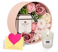 ANBET Fiori di Sapone Scatola Rotonda Regalo Donna Rosa Artificiale Candele Profumate da Bagno Regalo Festa della Mamma Compleanno Anniversario