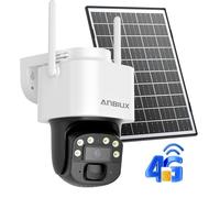 ANBIUX 3G/4G LTE Telecamera Esterno con SIM Scheda, 2K/4MP 360° PTZ telecamera senza fili con Pannello Solare e Batterie, Visione Notturna a Colori, Audio Bidirezionale, PIR Rilevamento, IP65