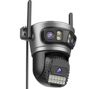 ANBIUX Telecamera di sorveglianza 3 in 1 per esterni, WiFi, 2,4/5 GHz, con visione a 360°, visione notturna a colori, Smart Tracking, audio a due vie, IP66, TF/Cloud
