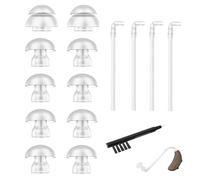 ANBOO 15 cupole per apparecchi acustici con tubi, 12 mm, 14 mm, in silicone, accessori e tubi di ricambio con strumento di pulizia, per la maggior parte degli auricolari (8 pezzi da 12 mm + 2 pezzi da