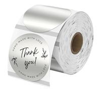 ANBOO 500 etichette termiche argentate 50 mm, etichette termiche rotonde autoadesive per logo fai da te codice QR, etichette di indirizzo