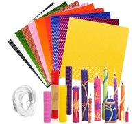 ANBOO Candele di cera d'api e lastre di cera, 10 colori, stoppino in cotone da 6 m, per battesimo fai da te, set per bambini (20 x 20 cm)