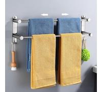 ANBOO Porta Asciugamani Bagno a 2 ripiani, montaggio a parete, 43-75 cm, regolabile