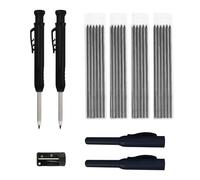 ANBOO Set di matite da falegname, 2 solidi matite da carpentiere con 24 mine a matita, pennarello profondo con temperamatite integrato per pennarello su legno, metallo, piastrelle di cemento (nero)