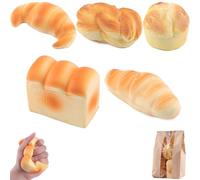 Anboor Set di 5 giocattoli da spremere, per la cucina e la cucina, per bambini, artificiali, per pane tostato, bacchette, challa al burro, profumati