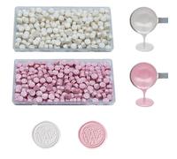 ANBOSE - 200 perline bianco perlato + 200 perline rosa perlescente + 1 cucchiaio + 2 candele, kit inviti