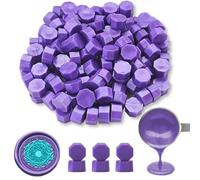 ANBOSE - 500 perline di ceralacca ottagonale viola con 2 candele da tè e 1 cucchiaio per cera per sigilli di cera, sigilli di lettere