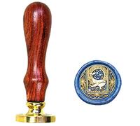 Anbose - Timbro per ceralacca, motivo balena con stelle, con manico in legno e sigilli in rame rimovibili, retrò, vintage, con animali, per legno, cartoline, inviti