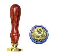 Anbose - Timbro per ceralacca, motivo cervo con stelle, con manico in legno e sigilli in rame rimovibili, retrò, vintage, con animali, per legno, cartoline, inviti