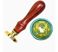 Anbose - Timbro per ceralacca, motivo gatto con stelle, con manico in legno e sigilli in rame rimovibili, retrò, vintage, con animali, per legno, cartoline, inviti