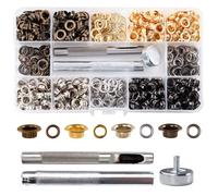 ANBOWEI Occhielli Metallici Strumento Kit 6mm, 400 Set Occhiello per Occhiellatrice per Teloni, Grommet con 3 Attrezzi per Tende da Sole, Tessuti, Borse in Pelle - 4 Colori