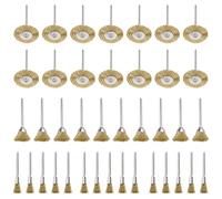 ANBOWEI Piccola spazzola in ottone, set di 45 mini spazzole a tazza, 3 forme da 15 con gambo da 3 mm, spazzola metallica per utensili multifunzione Dremel