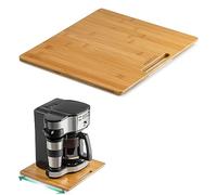 ANBOXIT Base scorrevole in bambù per elettrodomestici, vassoio caffè | Vassoio scorrevole per elettrodomestici cucina, tavola caffettiera con ruote gomma, Largo-Medio(33cm Prof.×36 cm Lar.)