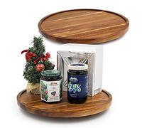 ANBOXIT Lazy Susan Organizer per tavolo da 25,4 cm, Piatto Rotante in legno di acacia, Giradischi da cucina in legno di acacia (confezione da 2)