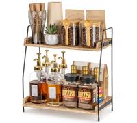 ANBOXIT Organizer per Caffè, Scaffale Piano Cucina, Accessori Bar in Legno, Kitchen Organizer, Scaffale da Banco per Cucina, Casa, Ufficio - Marrone