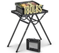 Anbte Tavolo pieghevole da 0,6 m, struttura a forma di X, supporta 81,6 kg, 3 altezze regolabili 71,1 cm, tavolo portatile in metallo, per cucinare patio, campeggio, barbecue, 61 x 40,6 cm, nero
