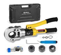 Anbull Hydraulic Copper Tube Crimping Tool,Copper Pipe Fittings Crimping and Plumbing Tool with Crimping Dies Jaw 1/2", 3/4", 1"