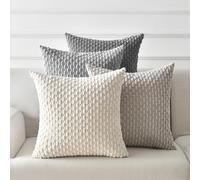 ANBURG Federe Cuscini in Velluto a Coste per Divano Grigio Graduale 40x40 Set 4 | Boho Copricuscini Quadrati Elegante Decorativi per Salotto Moderno Cuscino Cerniera Invisibile per Camera da Letto