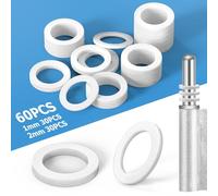 Ancable - Anelli per porte in plastica, 60 pezzi, rondelle per porte standard, 10,20 mm x 15 mm, anelli di montaggio senza segni di abrasione, 1 mm, 30 pezzi e 2 mm, 30 pezzi