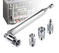 Ancable Antenna radio FM, antenna telescopica FM da interni, 75 Ohm, tipo F, connettore maschio con adattatore per radio da tavolo, ricevitore stereo HiFi AV, mini sistema