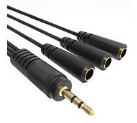 Ancable Cavo audio splitter stereo da 9 pollici 3,5mm (1/8 ") maschio a 3x femmina, Splitter a 3 vie placcato in oro