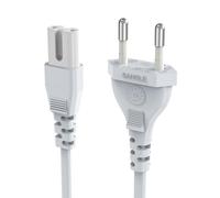 Ancable Cavo di alimentazione 3M Euro - C7 per TV e console, certificato VDE, spina di alimentazione su presa Euro 8, compatibile con PS4 PS5 Sony LG Philips Panasonic Blu-Ray Radio - Bianco