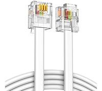 Ancable RJ11 Cavo telefonico ADSL 15M, 6P4C Spina telefonica ad alta velocità Internet banda larga maschio a maschio Router e modem a RJ11 Phone Flat Cable per modem fisso accessorio bianco