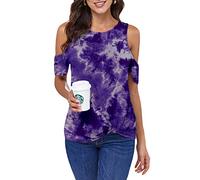 Ancapelion Maglietta da Donna con Spalle Scoperte Camicetta a Maniche Corte Top Elegante Top Estivo Casual Girocollo con Nodo a Torsione