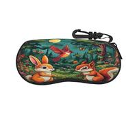 Anceky Animali felici nella custodia per occhiali ultraleggera e portatile in neoprene con gancio per viaggi, escursioni, corsa e uso quotidiano.