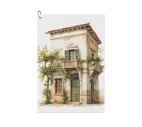 Anceky Asciugamano da golf con stampa di un antico edificio romano, ramo d'ulivo e motivo decorativo, 61x41 cm, in microfibra, con moschettone per la pulizia delle sacche da golf.